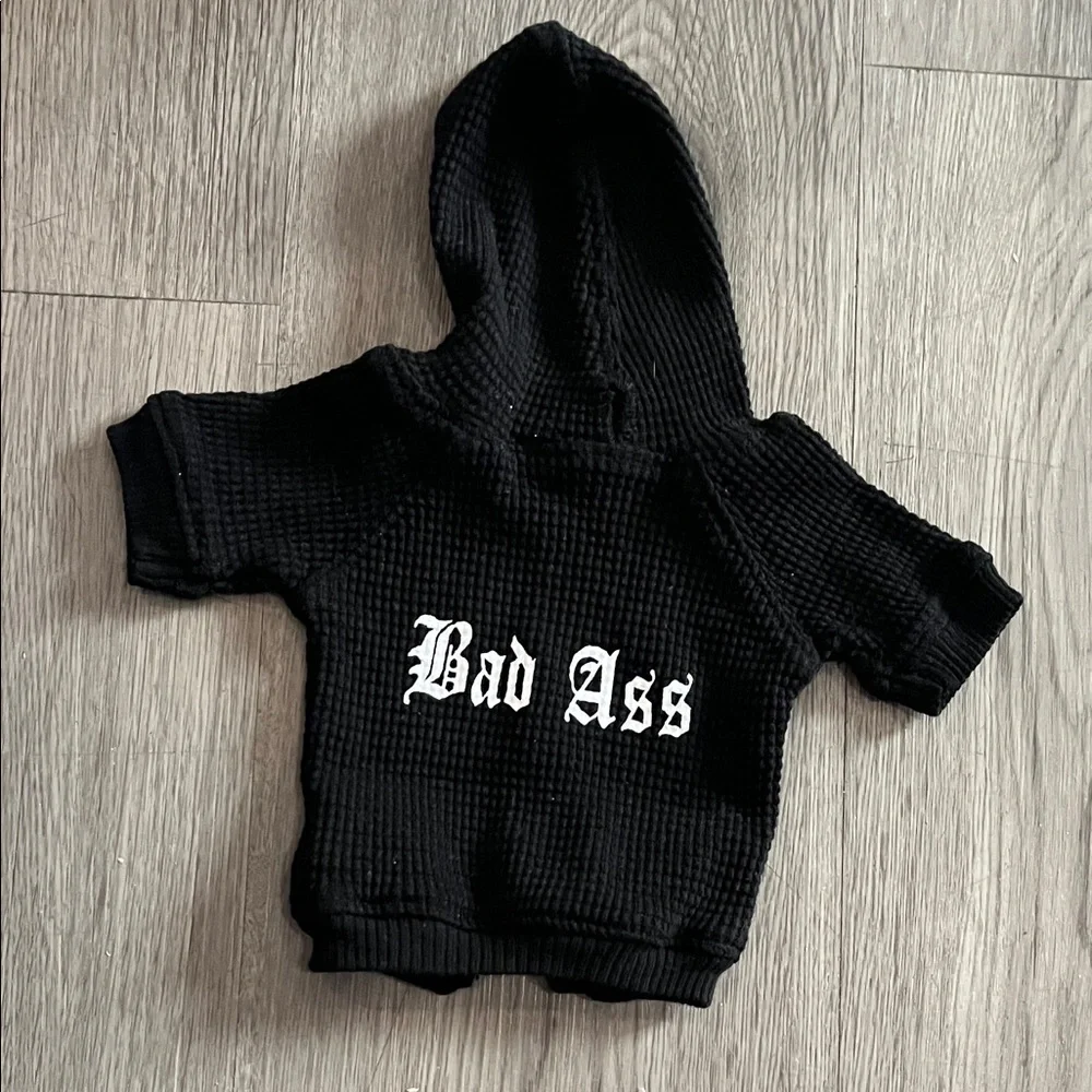 Black dog Hoodie with Bold Print